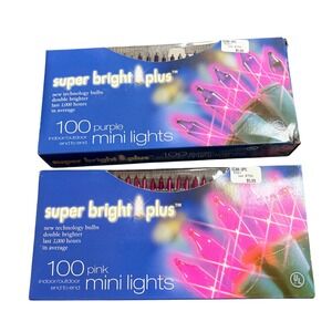 Super Bright Plus 200ct Mini Lights Pink Purple Indoor Outdoor Christmas Decor